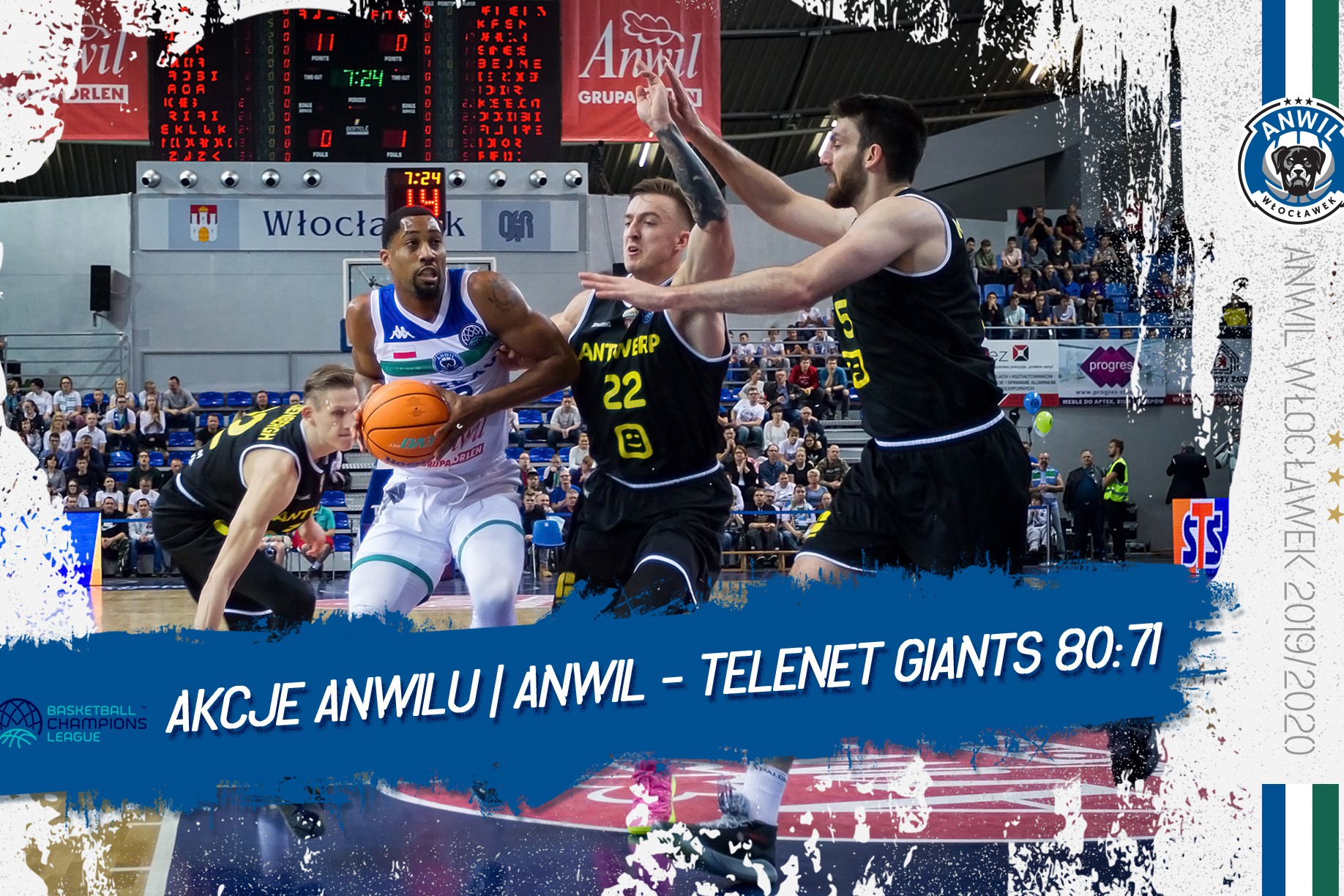 Wideo | Anwil Włocławek - Telenet Giants Antwerpia 80:71